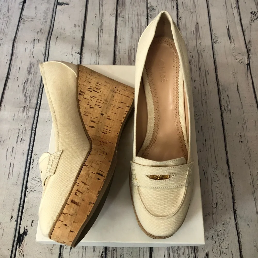 Chloe platform penny loafer wedges